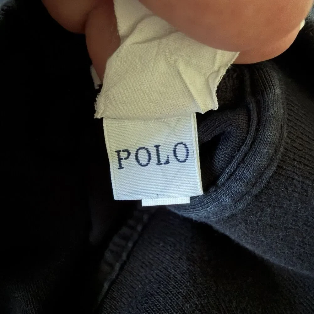 Polo Ralph Lauren Track Jacket Men's Medium M Black Blue Full Zip Interlock Pony